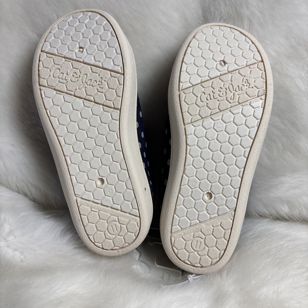 Cat & Jack Toddler Blue Polka Dot Hoop & Loop SIZE 11 Slip-on Shoes NEW - Picture 2 of 4